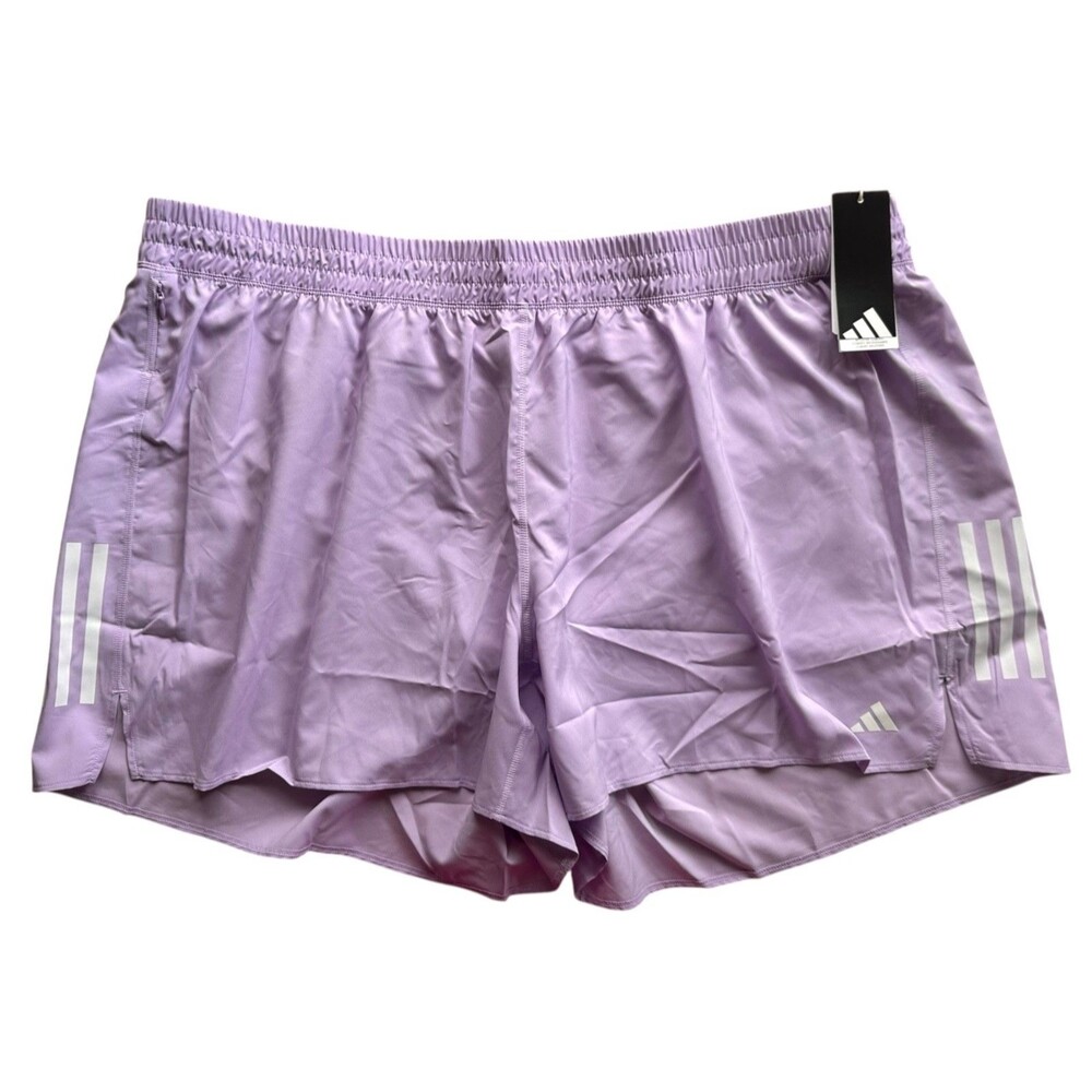 Adidas Women's Own the Run Lined Running Split Shorts Plus Size 4X Powder Plum